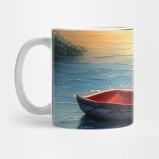 Lakeside Sunset Boat View Mug